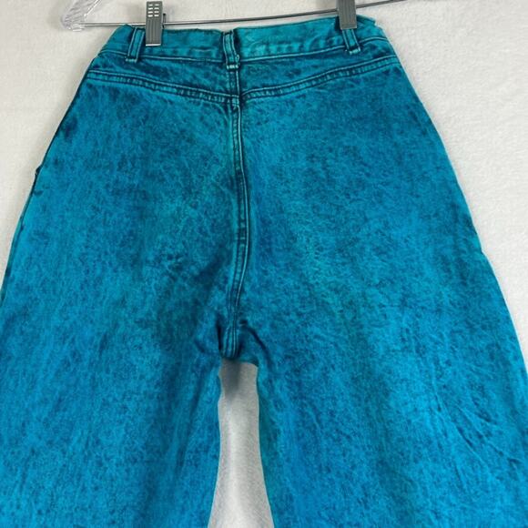 90s Vintage Sundance Turquoise Acid Wash Heavy Denim Mom Jeans Size 5/6 USA - Picture 5 of 11